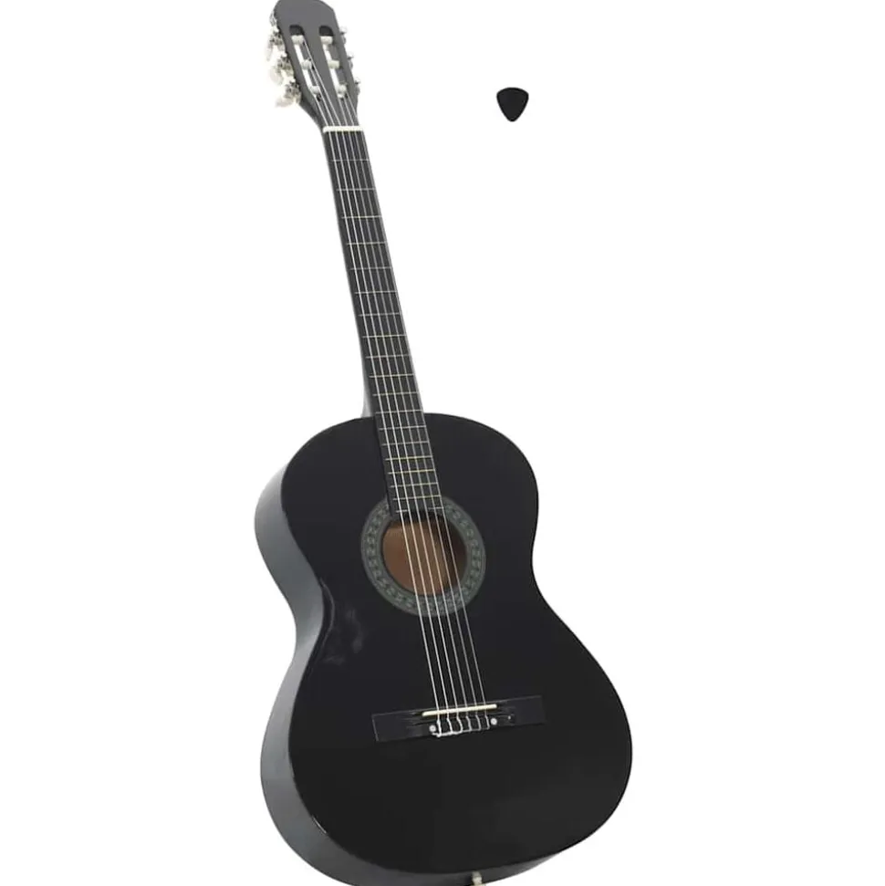 vidaXL Gitaar klassiek beginner 4/4 39" lindenhout zwart