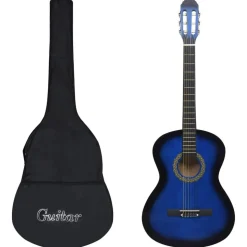 vidaXL Gitaar klassiek beginner met tas 4/4 39" blauw