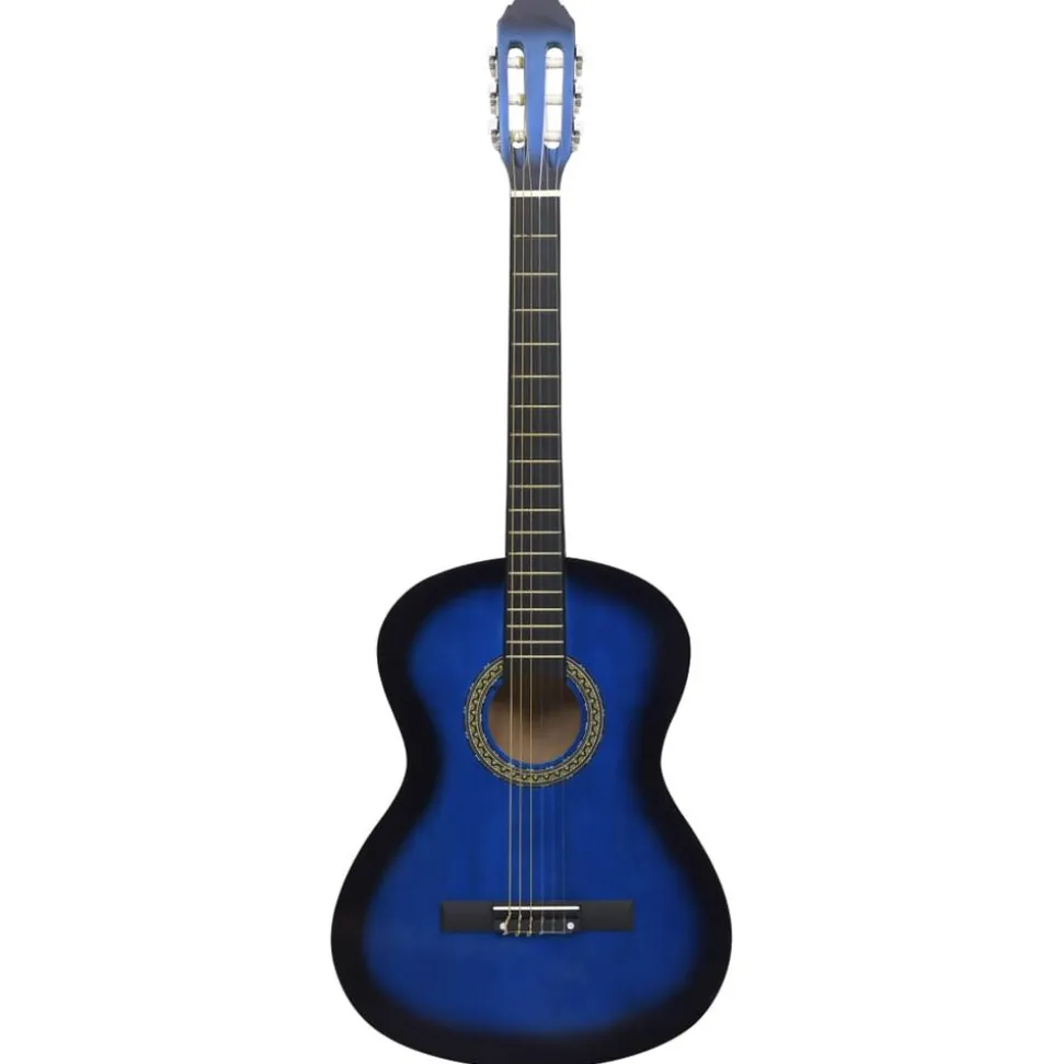 vidaXL Gitaar klassiek beginner met tas 4/4 39" blauw