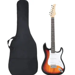 vidaXL Gitaar voor beginners elektrisch met tas 4/4 39" bruin en wit