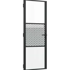 vidaXL Glazen deur Fretwerk Zwart 76 x 3.5 x 201.5 cm Aluminium