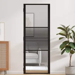vidaXL Glazen deur Gestreept Zwart 76 x 3.5 x 201.5 cm Aluminium