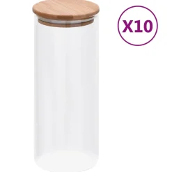 vidaXL Glazen Jar 10 pcs Doorzichtig 8,5 x 8,5 x 21,5 cm Glas