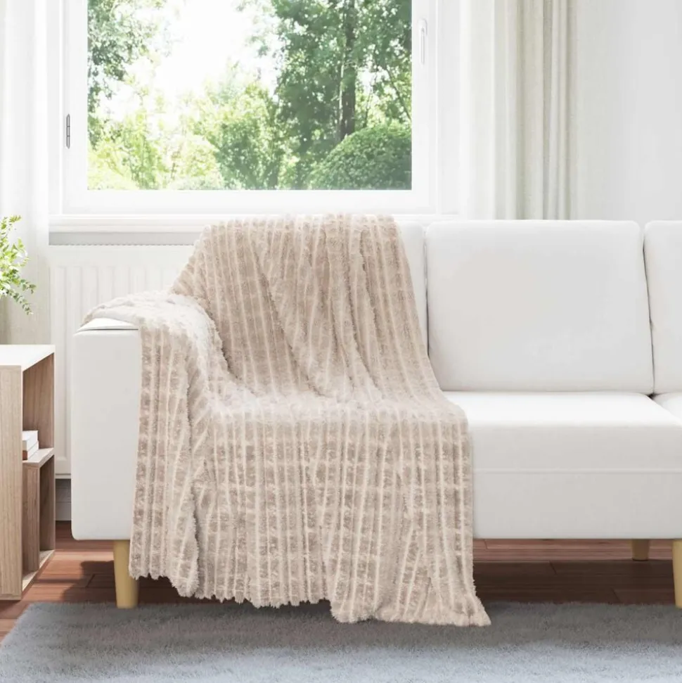 vidaXL Gooi Deken Beige 150 x 130 cm Fleece