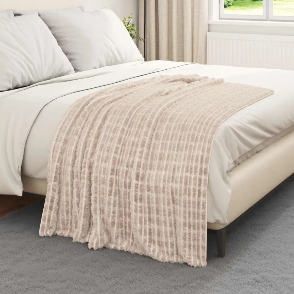 vidaXL Gooi Deken Beige 150 x 130 cm Fleece
