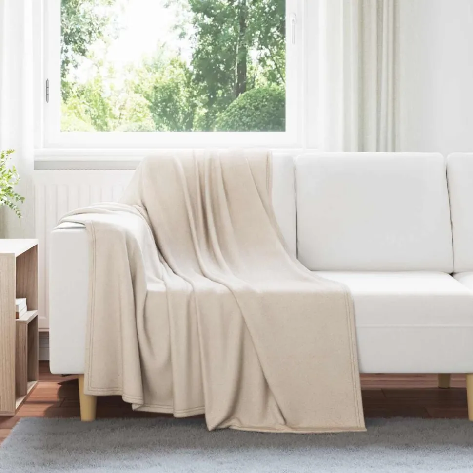 vidaXL Gooi Deken Beige 170 x 130 cm Fleece