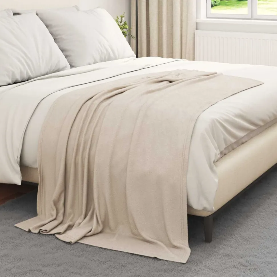vidaXL Gooi Deken Beige 170 x 130 cm Fleece