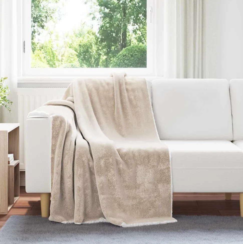 vidaXL Gooi Deken Beige 130 x 150 cm Fleece
