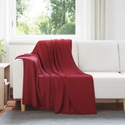 vidaXL Gooi Deken Bordeaux Rood 170 x 130 cm Fleece