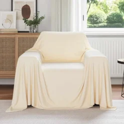 vidaXL Gooi Deken Crème 210 x 140 cm Fleece