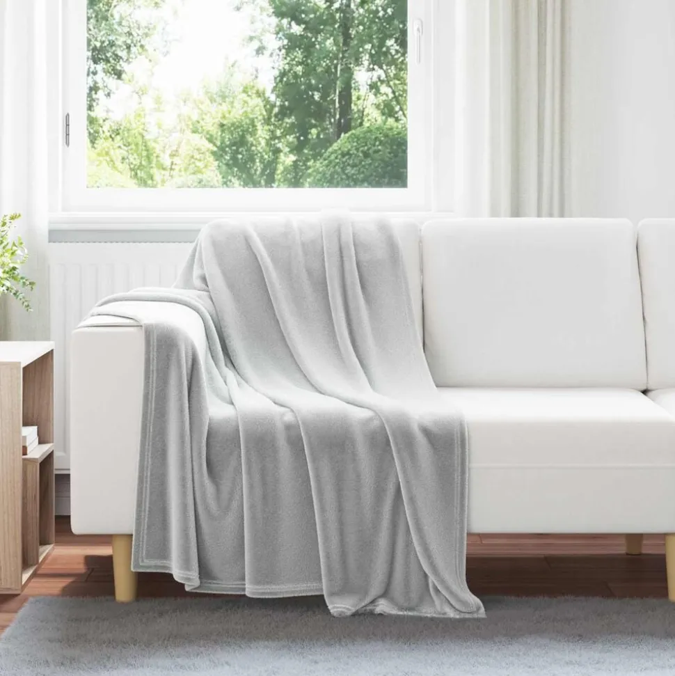 vidaXL Gooi Deken Grijs 130 x 150 cm Fleece