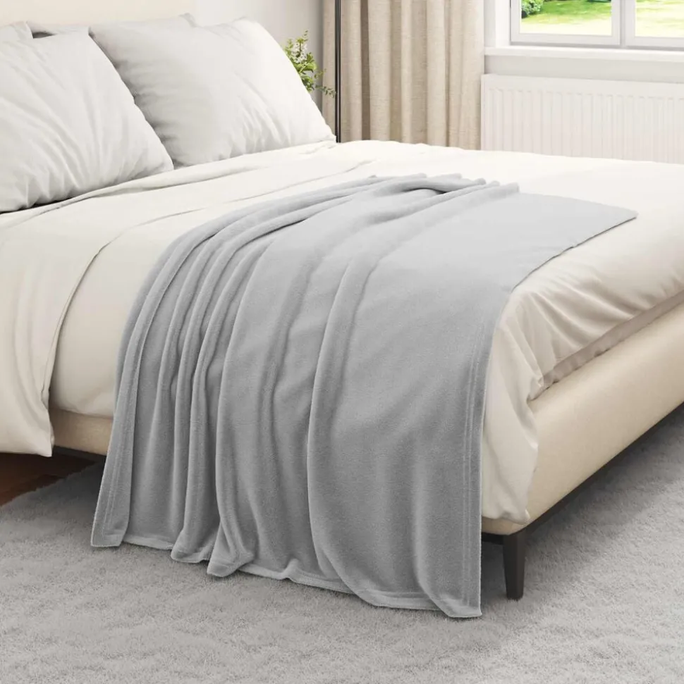 vidaXL Gooi Deken Grijs 130 x 150 cm Fleece