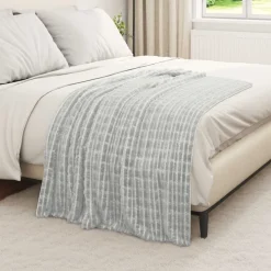 vidaXL Gooi Deken Grijs 150 x 130 cm Fleece