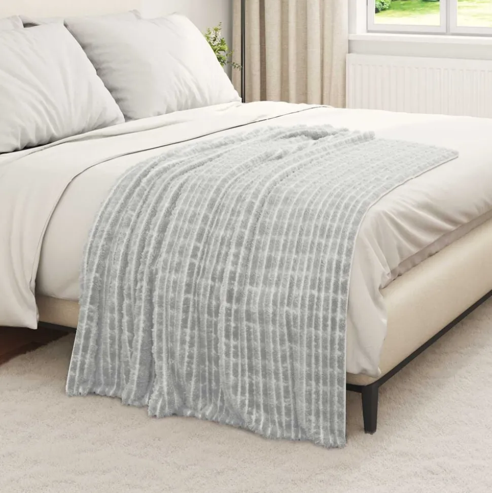 vidaXL Gooi Deken Grijs 150 x 130 cm Fleece