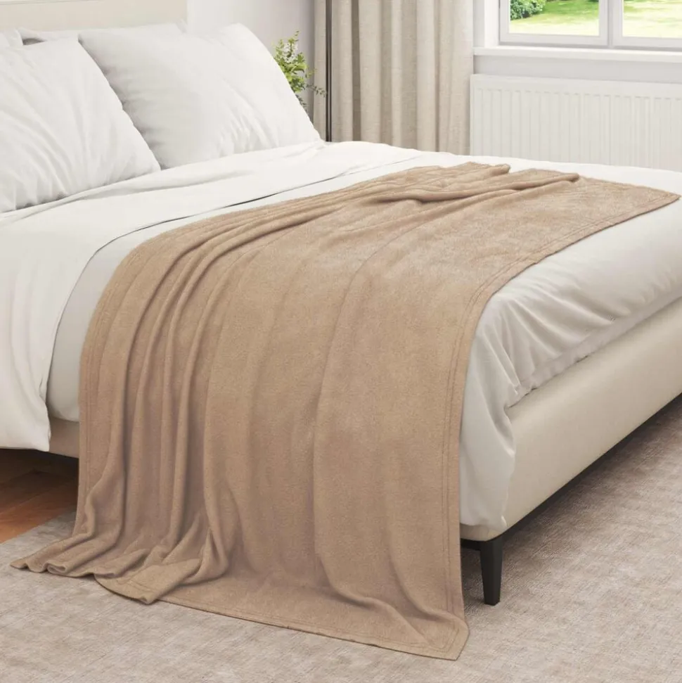 vidaXL Gooi Deken Kameel 210 x 140 cm Fleece