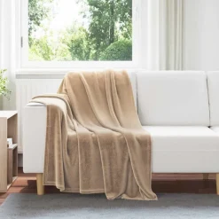 vidaXL Gooi Deken Kameel 130 x 150 cm Fleece