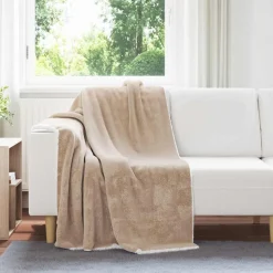 vidaXL Gooi Deken Kameel 130 x 150 cm Fleece