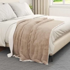 vidaXL Gooi Deken Kameel 130 x 150 cm Fleece