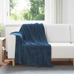 vidaXL Gooi Deken Marineblauw 130 x 150 cm Fleece