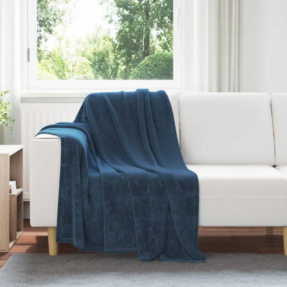 vidaXL Gooi Deken Marineblauw 130 x 150 cm Fleece