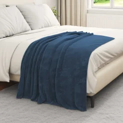 vidaXL Gooi Deken Marineblauw 130 x 150 cm Fleece
