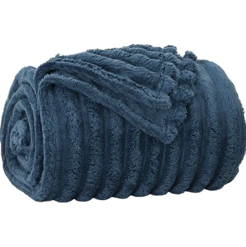 vidaXL Gooi Deken Marineblauw 150 x 130 cm Fleece
