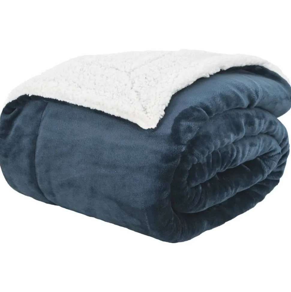 vidaXL Gooi Deken Marineblauw 130 x 150 cm Fleece