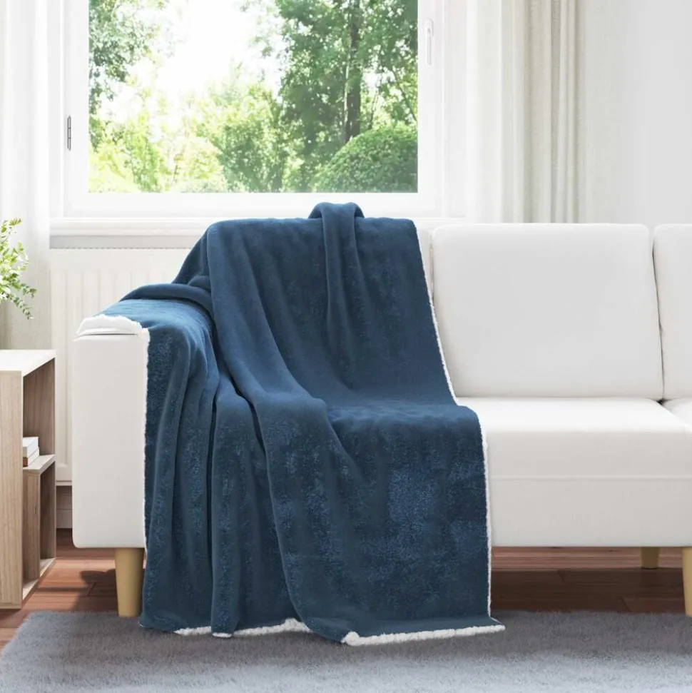 vidaXL Gooi Deken Marineblauw 130 x 150 cm Fleece