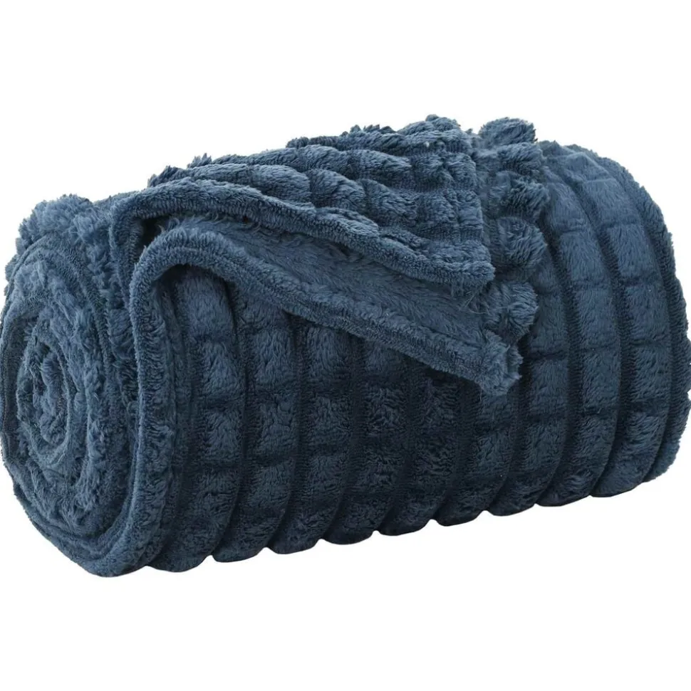 vidaXL Gooi Deken Marineblauw 150 x 130 cm Fleece
