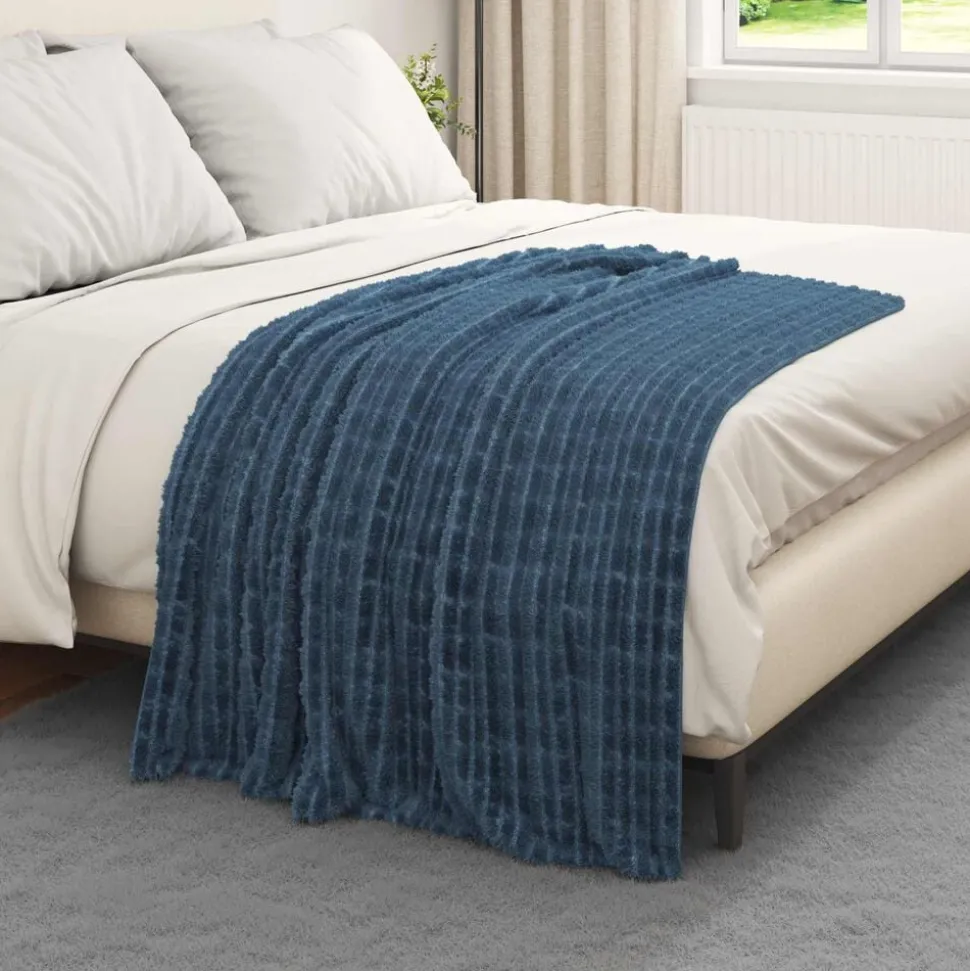 vidaXL Gooi Deken Marineblauw 150 x 130 cm Fleece