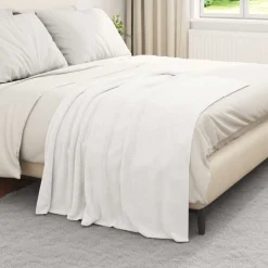 vidaXL Gooi Deken Wit 130 x 150 cm Fleece