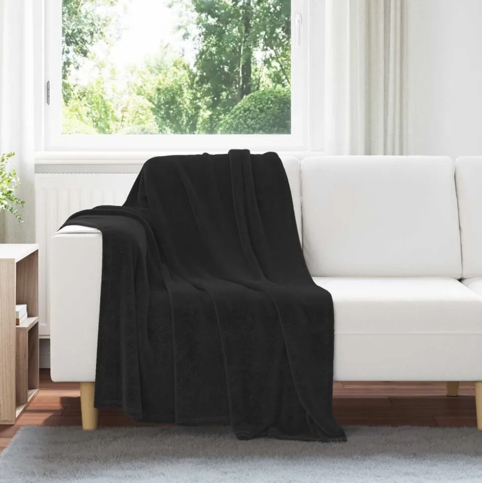 vidaXL Gooi Deken Zwart 130 x 150 cm Fleece