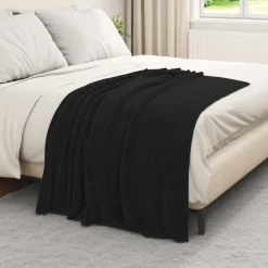 vidaXL Gooi Deken Zwart 130 x 150 cm Fleece