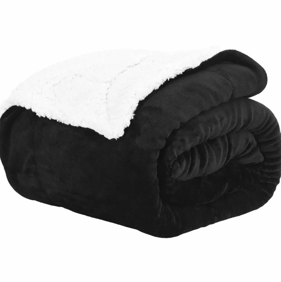 vidaXL Gooi Deken Zwart 130 x 150 cm Fleece
