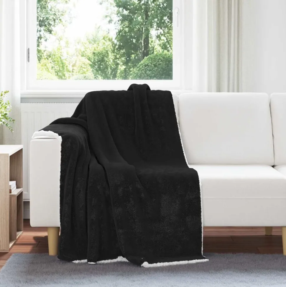 vidaXL Gooi Deken Zwart 130 x 150 cm Fleece