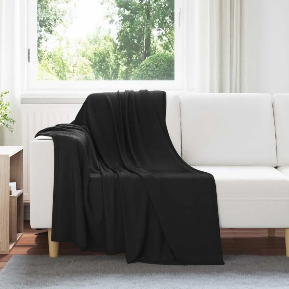 vidaXL Gooi Deken Zwart 170 x 130 cm Fleece