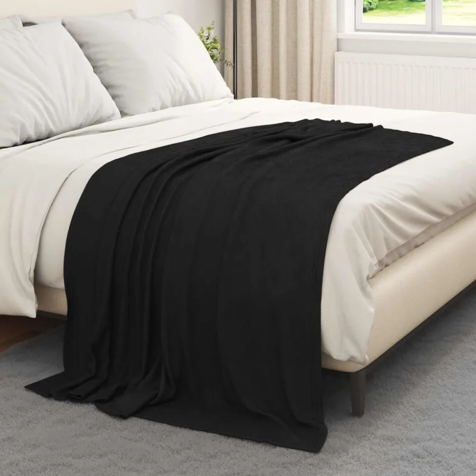 vidaXL Gooi Deken Zwart 170 x 130 cm Fleece