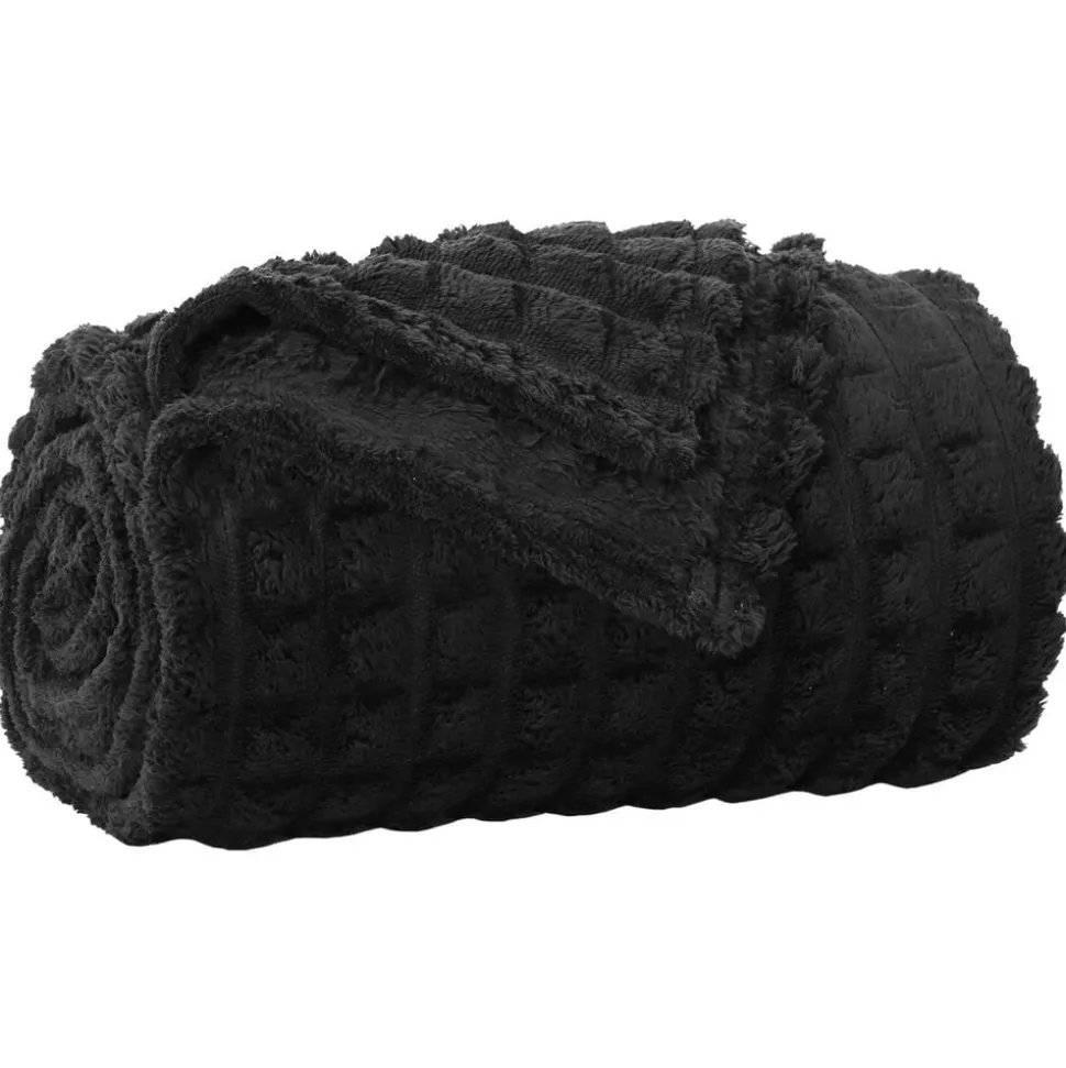 vidaXL Gooi Deken Zwart 150 x 130 cm Fleece