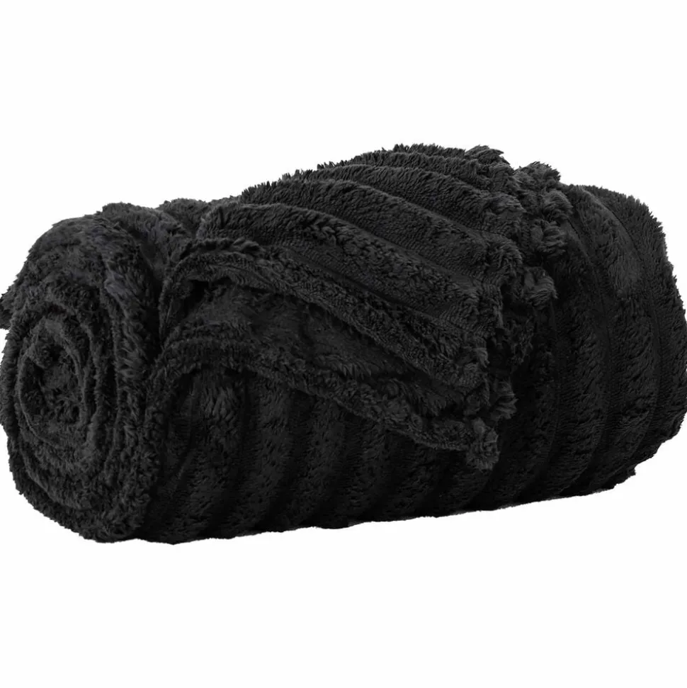 vidaXL Gooi Deken Zwart 150 x 130 cm Fleece