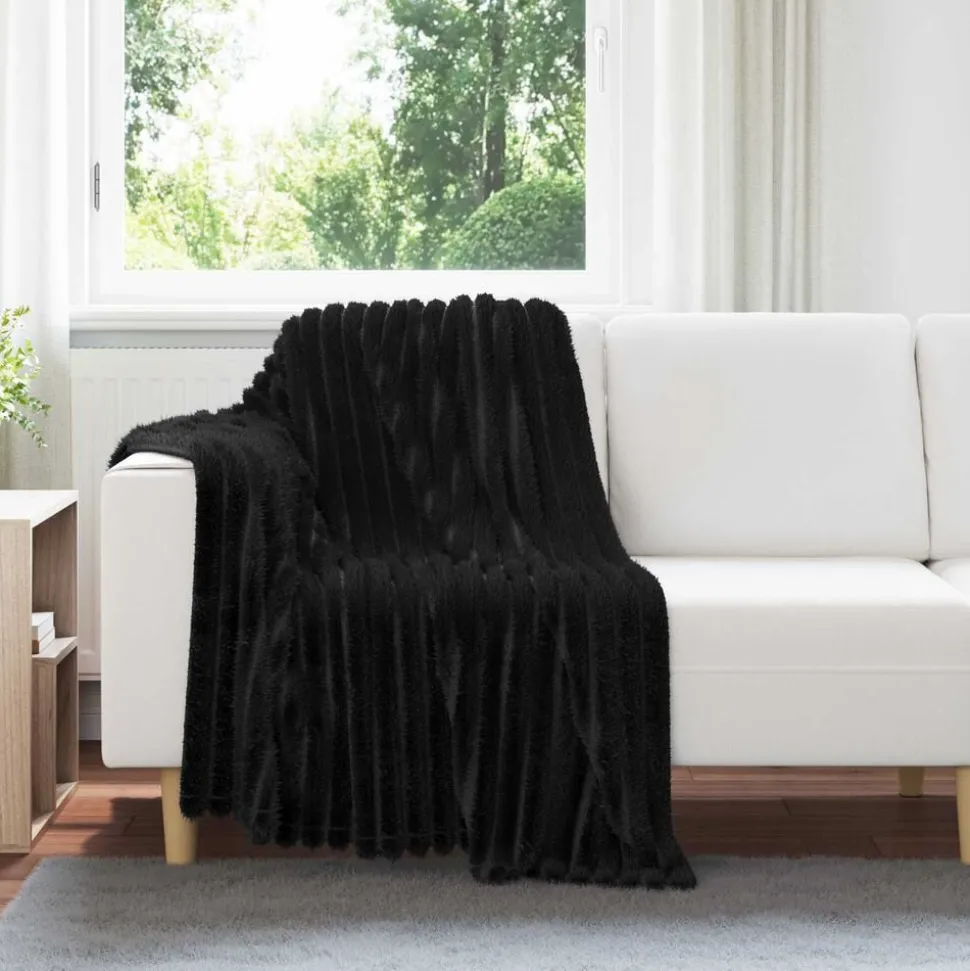 vidaXL Gooi Deken Zwart 150 x 130 cm Fleece