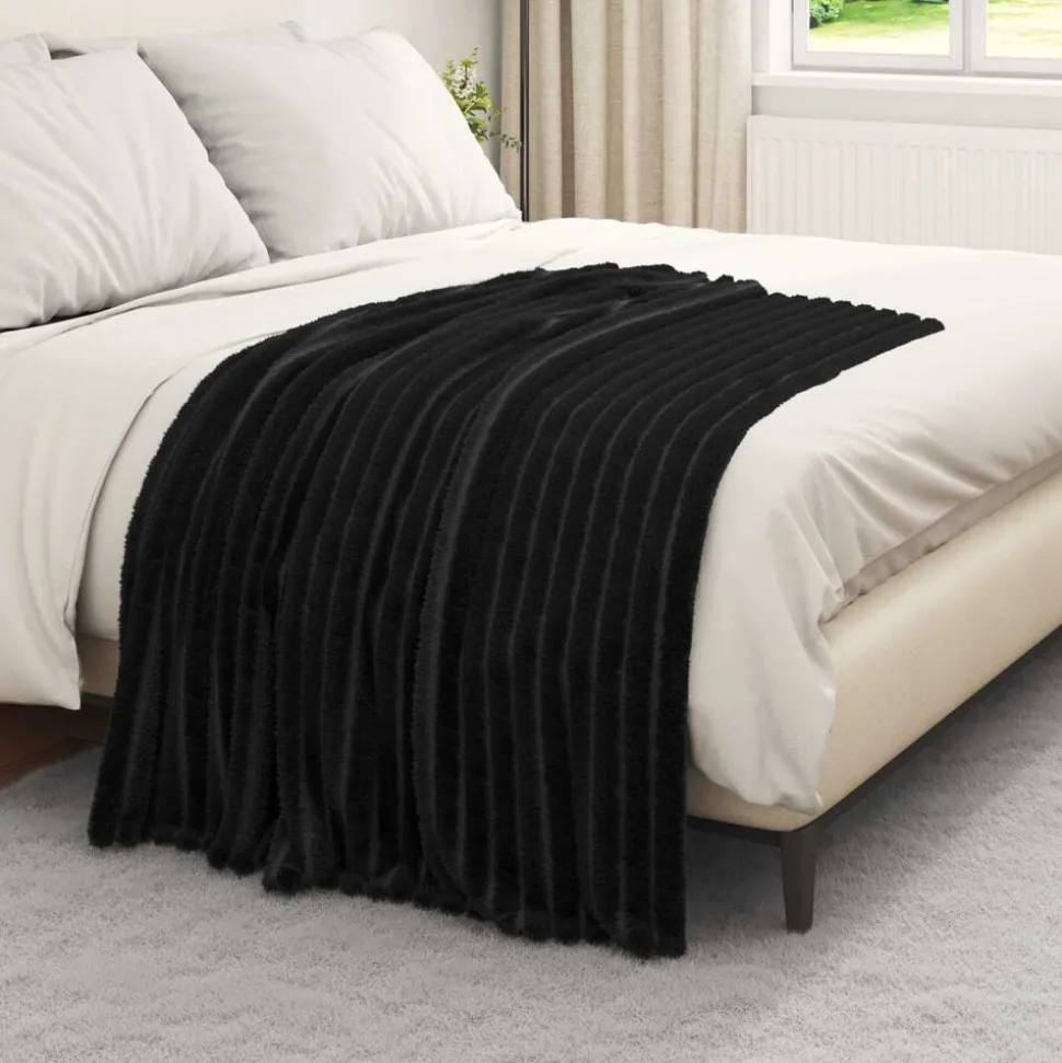 vidaXL Gooi Deken Zwart 150 x 130 cm Fleece