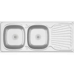 vidaXL Gootsteen dubbele bakken 1200x500x155 mm roestvrij staal zilver