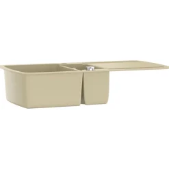 vidaXL Gootsteen dubbele bakken graniet beige