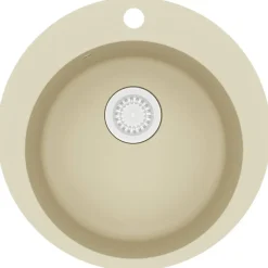 vidaXL Gootsteen enkele bak rond graniet beige