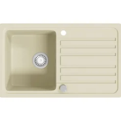 vidaXL Gootsteen enkele bak graniet beige