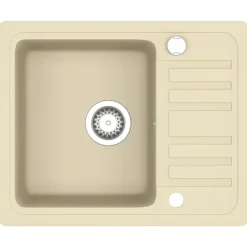 vidaXL Gootsteen enkele bak graniet beige
