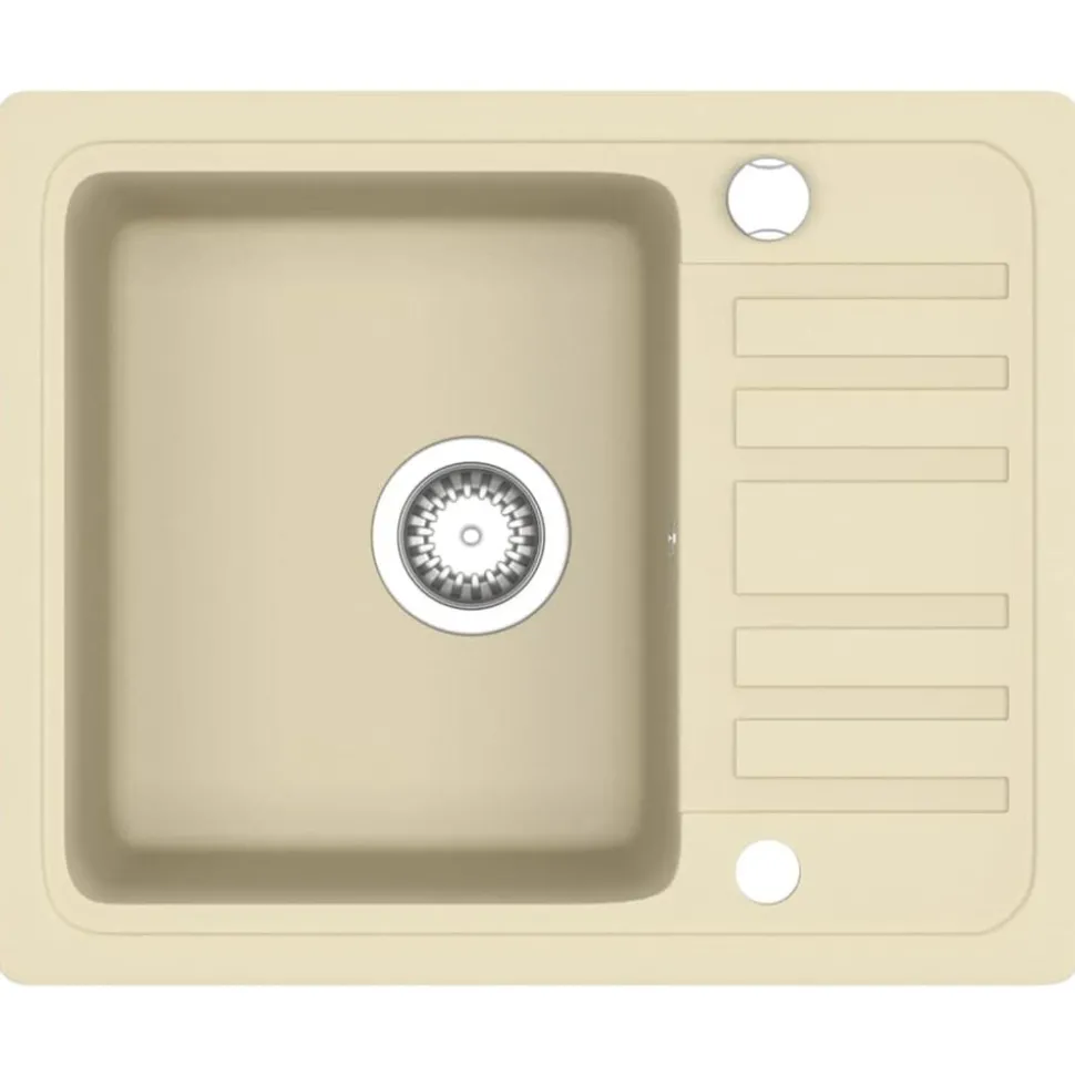 vidaXL Gootsteen enkele bak graniet beige