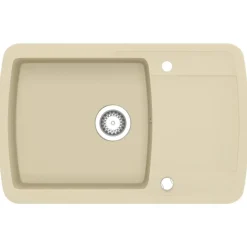 vidaXL Gootsteen enkele bak graniet beige