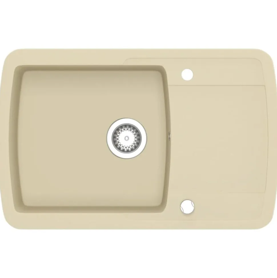 vidaXL Gootsteen enkele bak graniet beige