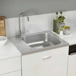 vidaXL Gootsteen met afvoerset 600x500x155 mm roestvrij staal zilver